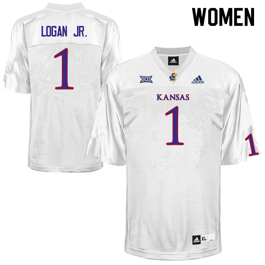 Women #1 Kenny Logan Jr. Kansas Jayhawks College Football Jerseys Sale-White - Click Image to Close